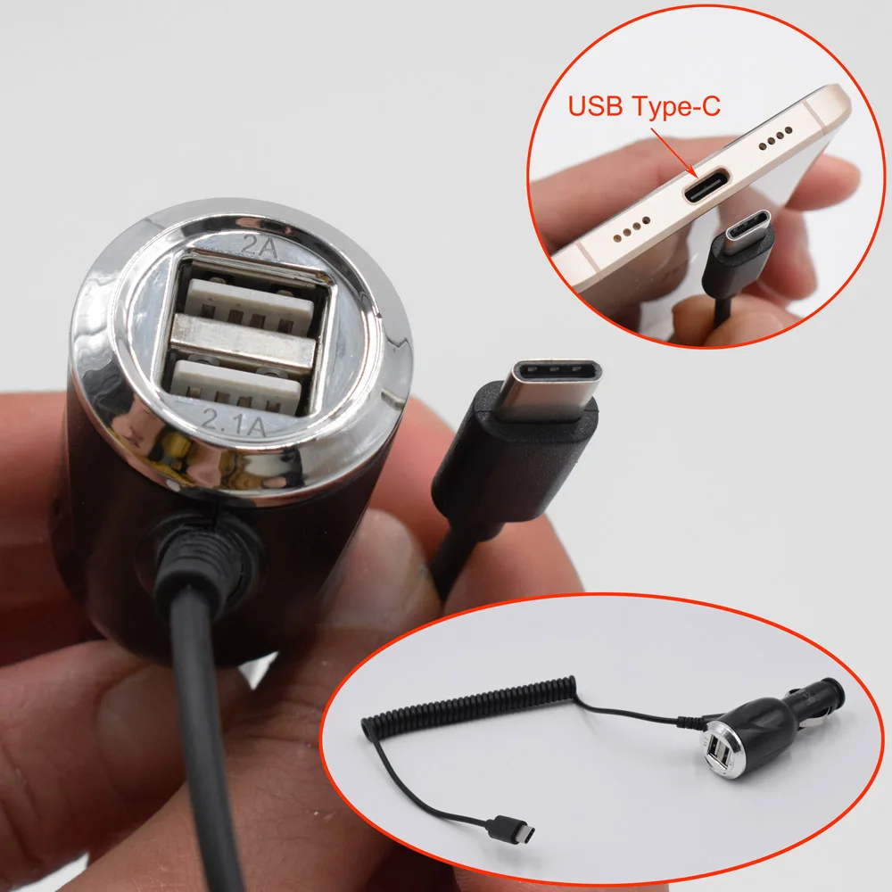 USB Type C 5V 2A Car Charger Adapter with 2 USB Port for LG V20 G5
