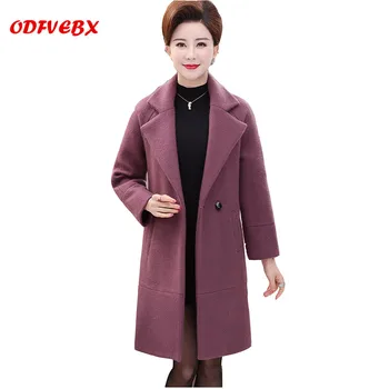 

Winter jacket middle-aged women's woolen coat autumn and winter fashion medium long plus size woolen windbreaker jacket female