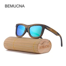2017 New BEMUCNA Fashion 100% Handmade Bamboo Wood Sunglasses Women and Men cute Design Gafas DE sol cool Sunglasses With Case