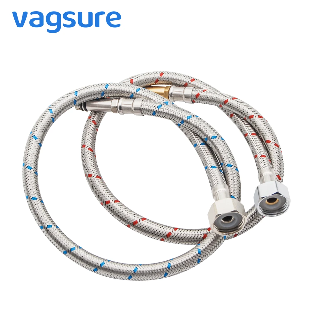 2pcs 304 Stainless Steel Braided Inlet Pipe G1/2" 60cm Flexible Cold/Hot Mixer Faucet Water