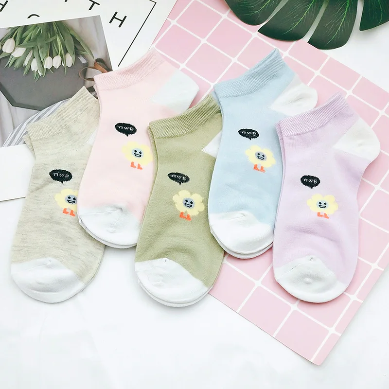 

Socks for women new candy color lady cartoon socks cotton sweat girl socks 1pair=2pcs
