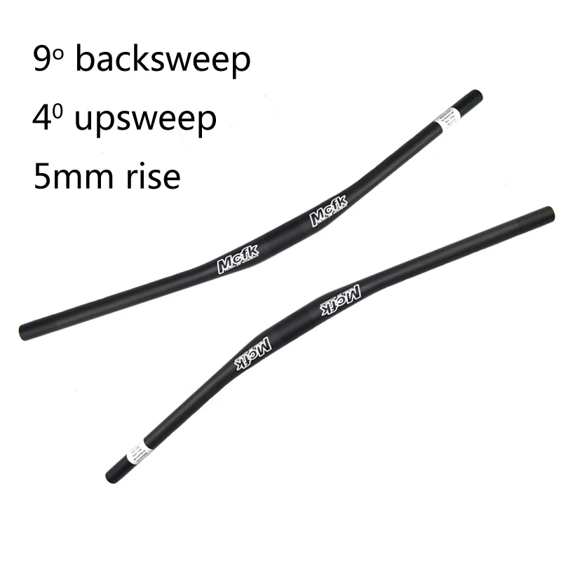 MCFK Carbon MTB Bicycle Handlebar, Mountain Bike Bars, Cycling Parts, 9 Degree, 31.8mm, 5mm, Rise 4 Upsweep, Matte, 660, 750mm