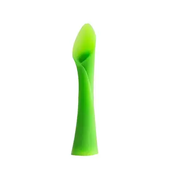 

2 colors baby silicone spoon infant soft-tip spoon bamboo leaf tooth gel spoon Teether for baby feeding tool