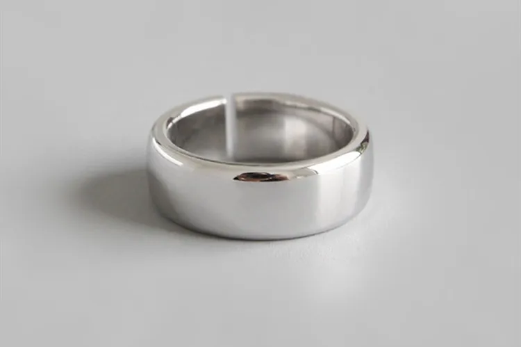 Простой стиль 925 пробы серебряные круглые кольца для женщин Свадебные Регулируемые кольца на палец корейские ювелирные изделия