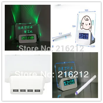 

Quieten lounged multifunctional luminous neon message board clock electronic clock projection alarm