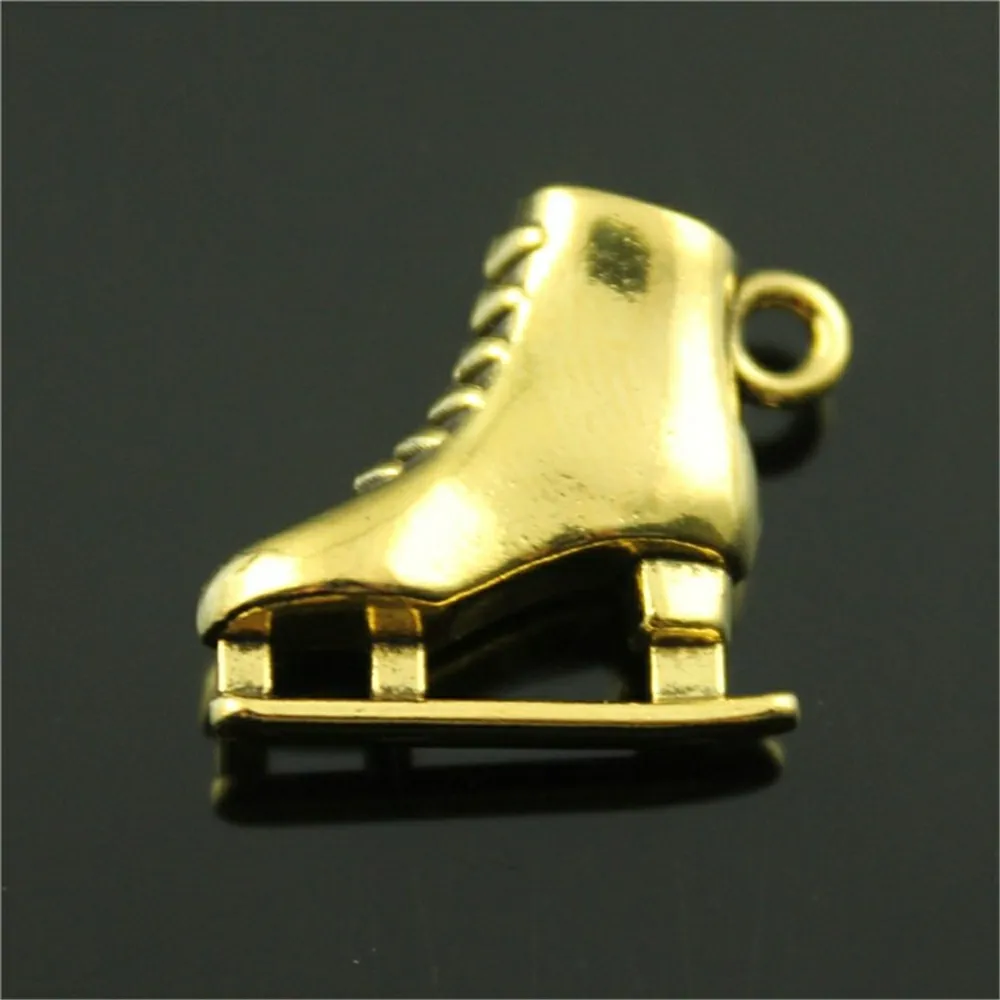 

4pcs 3 Colors Antique Bronze, Antique Silver, Antique Gold 3D Shoe Charms Skates Pendant Charms 3D Skates Charms 21x18x6mm