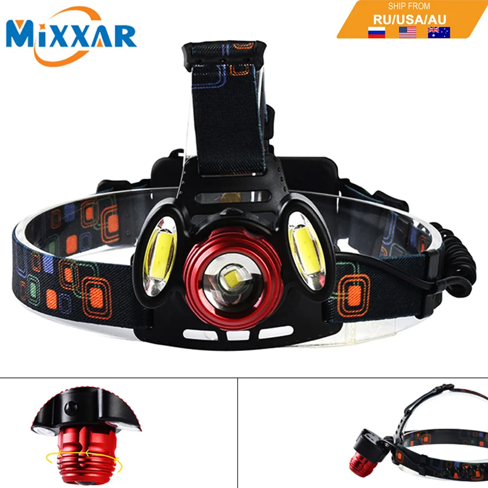 

EZK20 8000LM T6+2*COB LED Headlamp Waterproof Headlight Zoomable Focus for Fishing Camping Head Lamp Light NO Battery NO Charger
