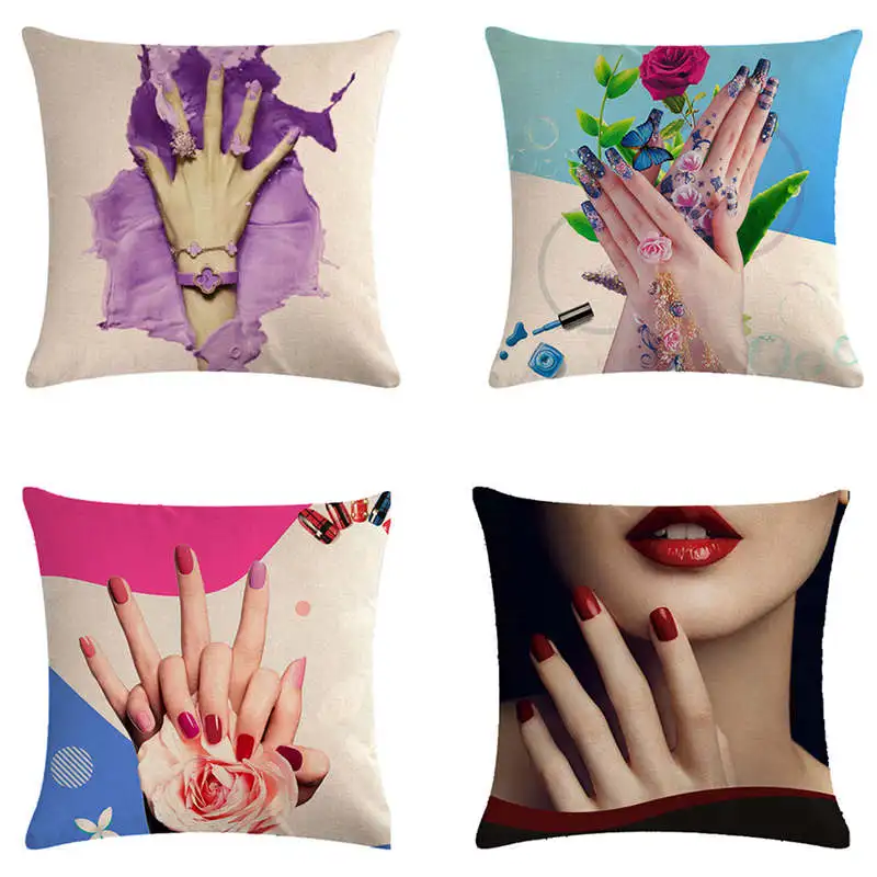 pillow cover women manicures HomerDecor Cushion Cover Throw Pillowcase Pillow Covers 45 * 45cm Sofa Seat Cushion Dec