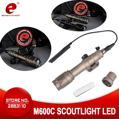 Arma de Luz Elemento Airsoft Tático Surefir Caça Rifle Lâmpada Pressão Remoto 20mm Ferroviário Arma Luz Ex072 M600c