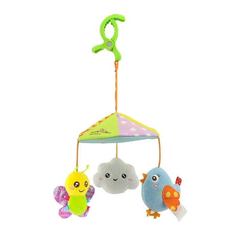 Baby Stroller Crib Pram Bed Hanging Toy Accessories Musical Rotating Plush Cartoon Cute Appease Soothing Hand-eye Coordination