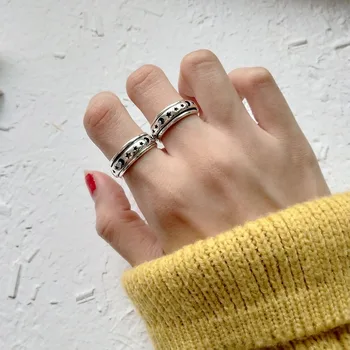 

Amaiyllis 2019 925 Sterling Silver Simple Wild Retro Moon and Star Rings For Women Girls Party Fine Jewellery Gift