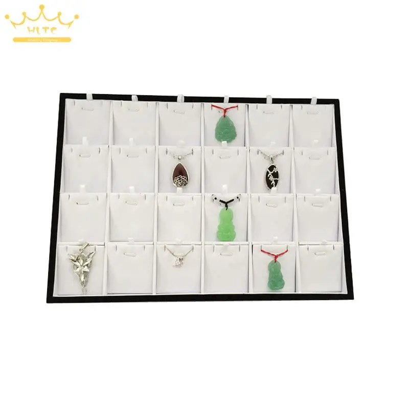 

Free Shipping Jewelry Display Wholesale 2 pcs/lot Pendant Earrings Display Tray Holder White Leather 24 Cell Pendant Display Box