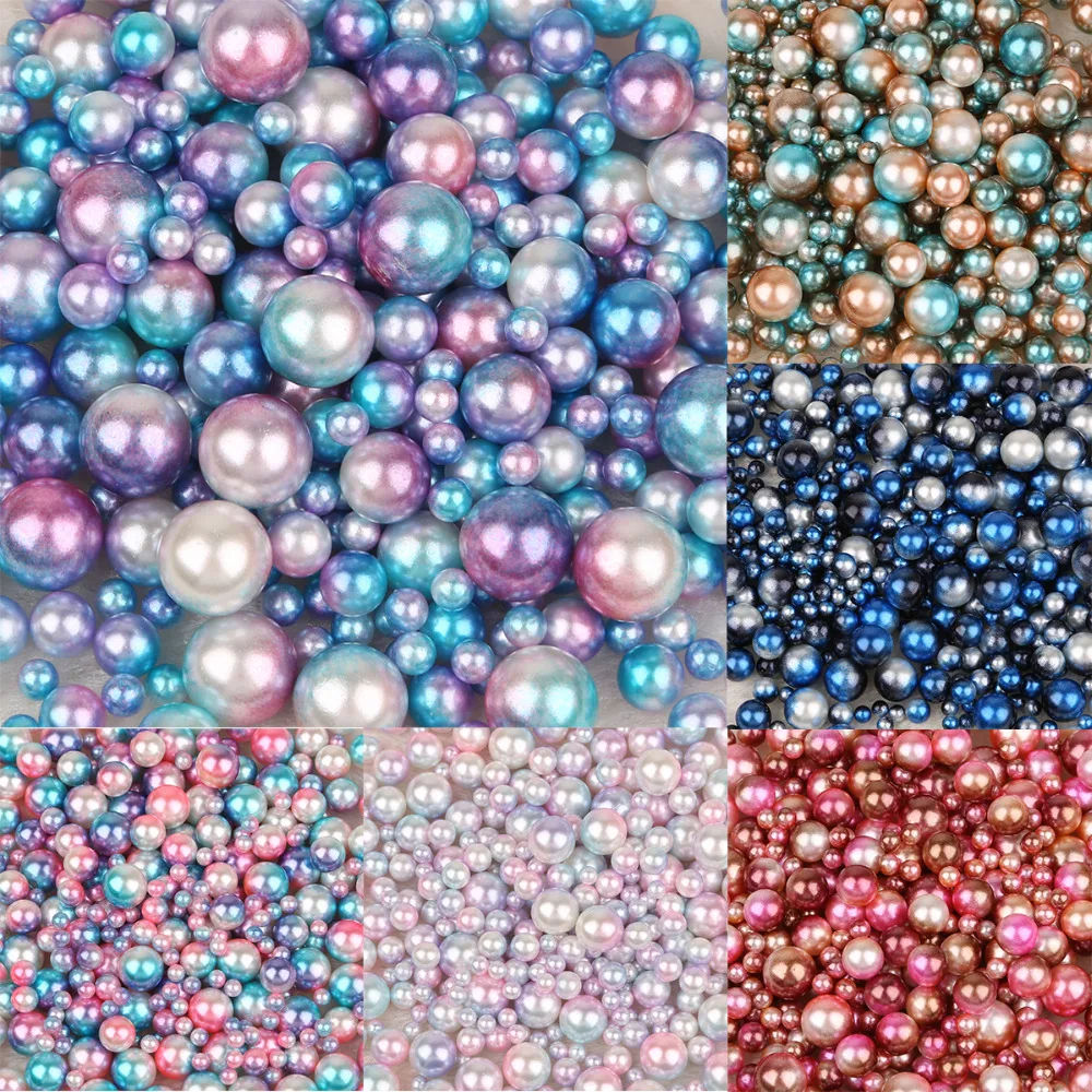 

6mm Approx 200pcs No Holes ABS Pearls Beads Plastic Imitation Pearl Beads Rainbow Color Loose Beads for diy jewelry making