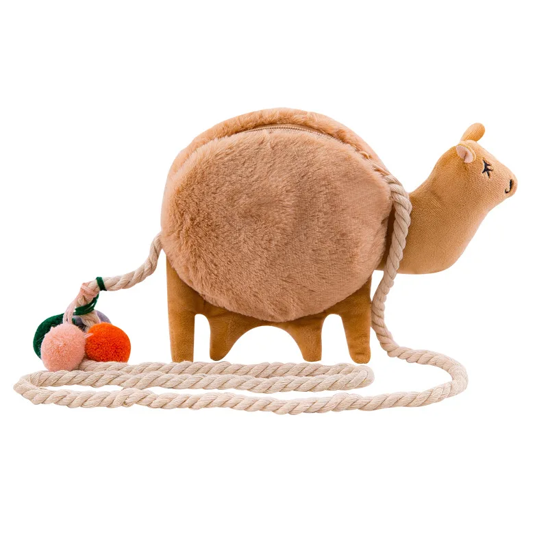 

Mini Cute Cartoon Plush Camel Alpaca Shoulder Bag Soft Plush Messenger Bag Purse Doll Gift Bag