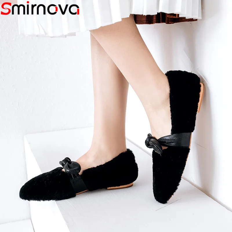 

Smirnova hot sale new flat shoes woman round toe shallow fur spring autumn shoes casual comfortable flats women 2019