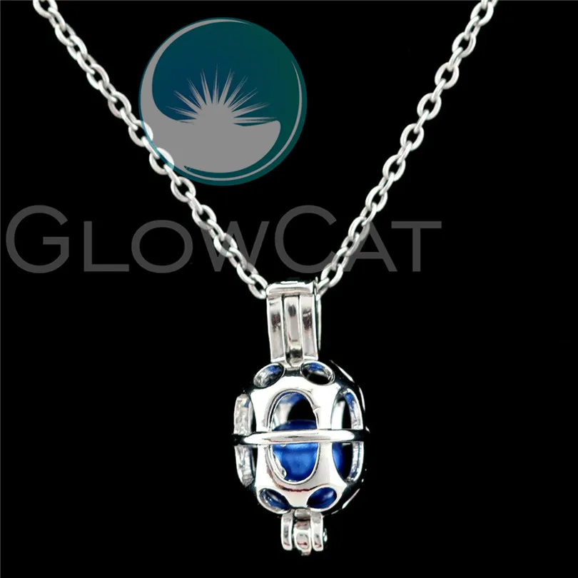

K957 Geometric Beads Cage Perfume Diffuser Stone Pearl Cage Locket Necklace Pendants Kids Women Gift