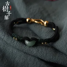 Винтажный этнический черный мужской браслет для женщин каменные браслеты и браслеты Цепочка веревка ручной работы модные ювелирные изделия Новинка