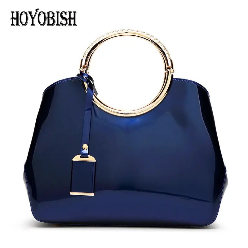 

HOYOBISH 2018 Europe Women Patent Leather Handbags Ladies Wedding Party Hand Bag High-end Luxury Women Bag Bolsos mujer OH083