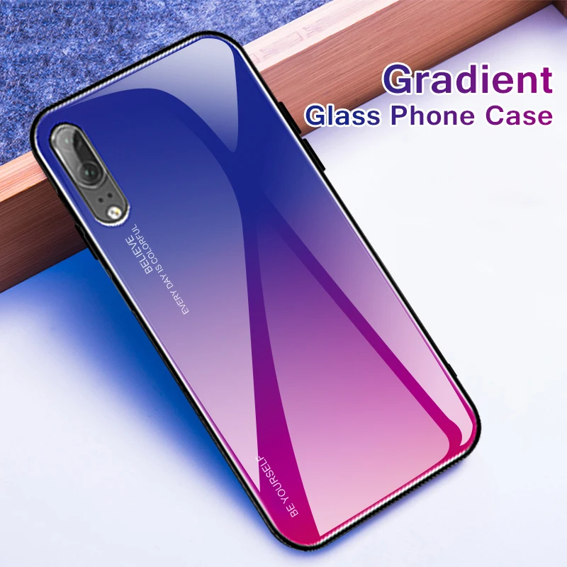 Luxury Gradient Tempered Glass Case For Huawei P Smart Plus Mate 20 10 9 10 Lite P20 Pro Honor 8X Max Nova 3 3i Soft edge Cover  (5)