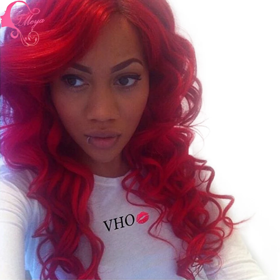 Beauty Charming Human Hair Red Wigs Brazilian Full Lace Wig Body