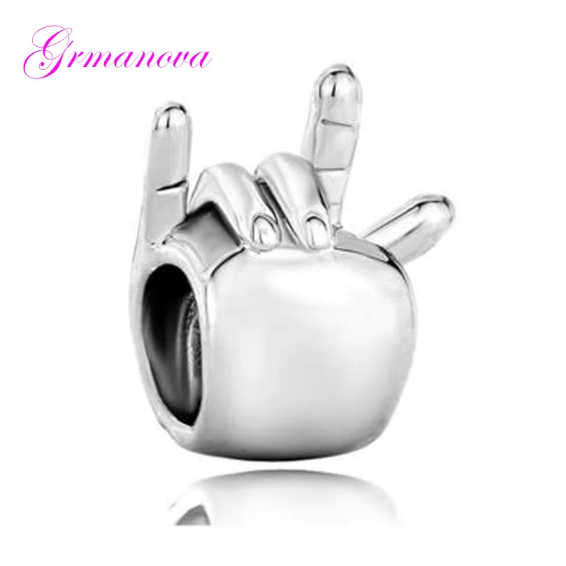 

Sign language I love you charm European charm beads DIY handmade beaded jewelry amulet Fit Pandora Bracelet Necklace