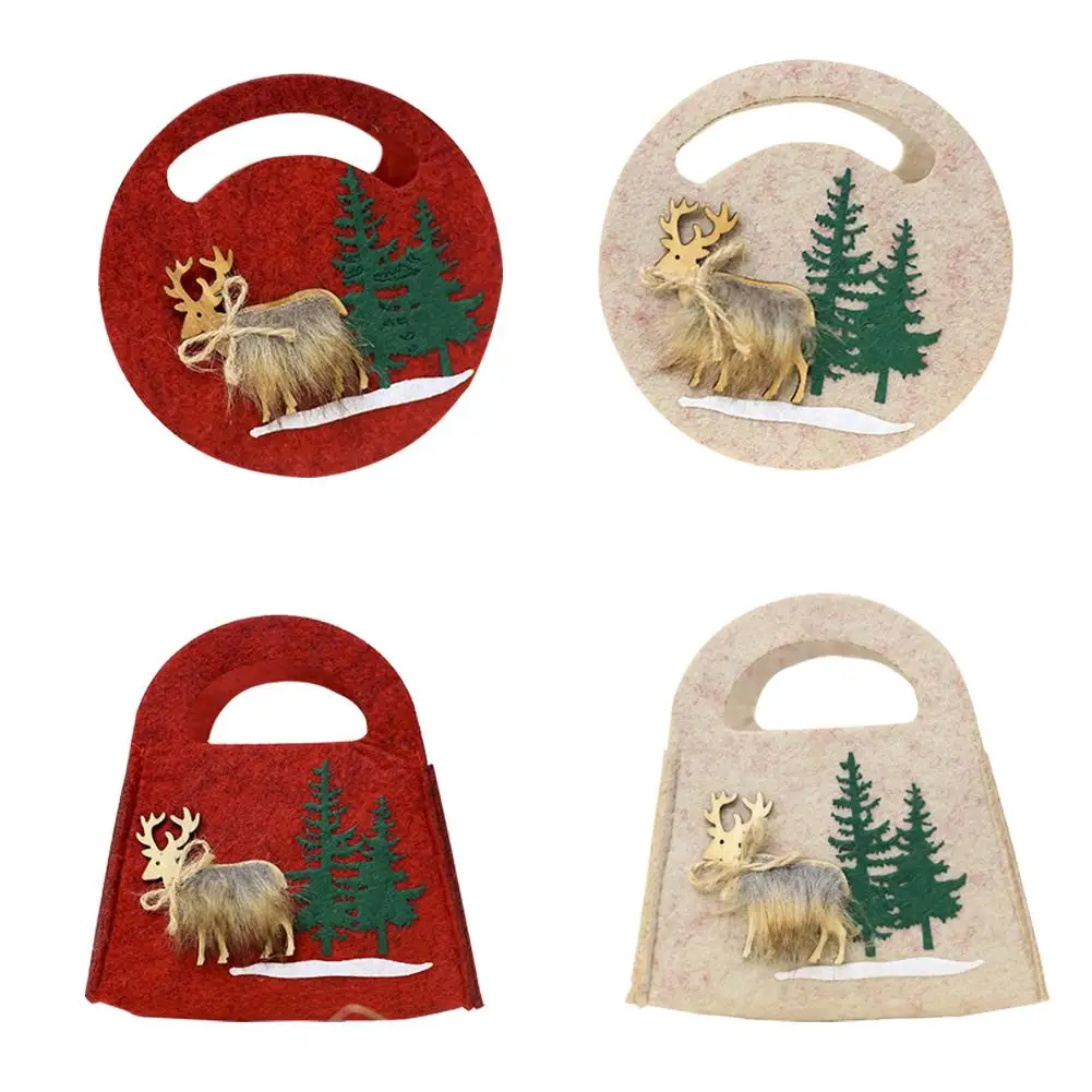 

2018 New Christmas Felt Candy Bag Portable Christmas Elk Pattern Gift Bag Christmas Gift Add The Atmosphere Of The Festival