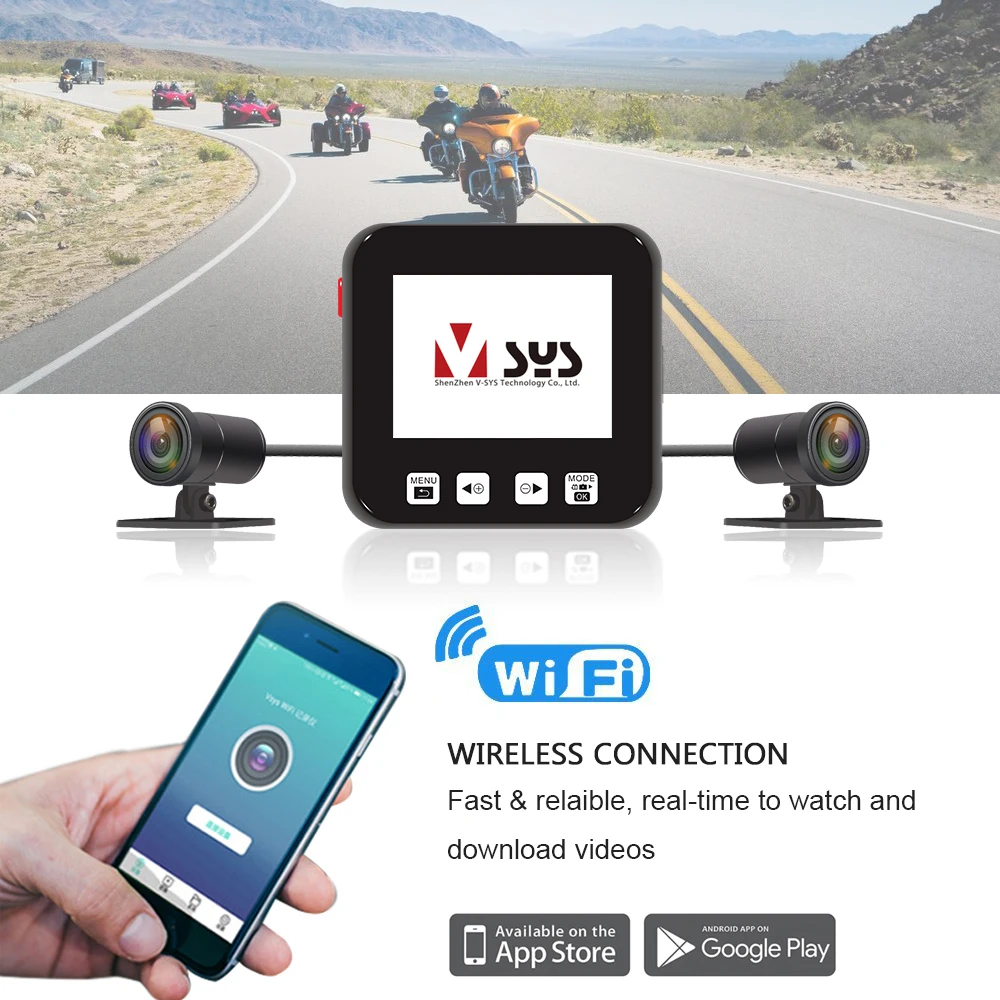  SYS VSYS P6 P6F WiFi Motorcycle Camera Moto DVR Dual Full HD 1080P 2.0'' LCD Full Body Waterproof M - 32832715516