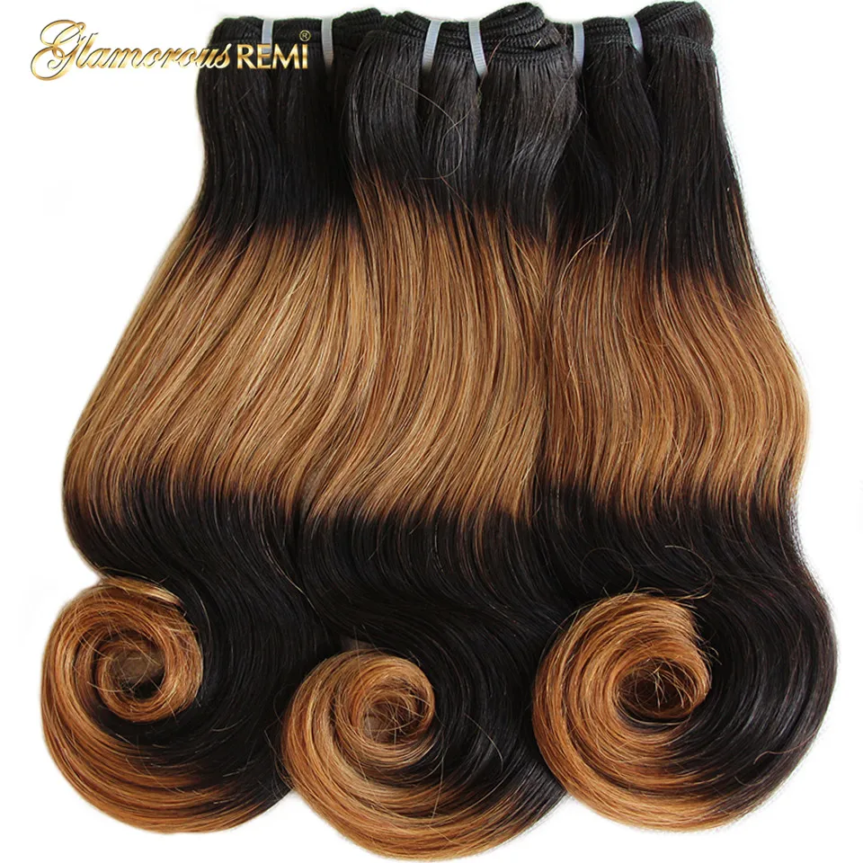 Funmi двойная нарисованная волна тела Remy человеческие волосы уток Омбре 4 тона# 1B#30 коричневый цвет Fumi волосы 3 сплетение волос пучок предложения