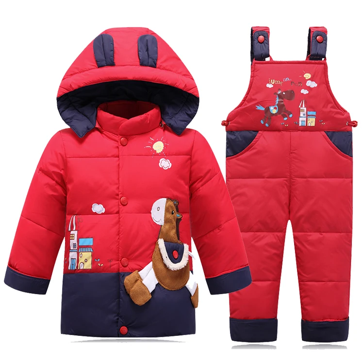 

Child down coat set male children baby winter twinset outerwear medium-long
