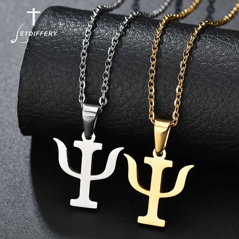 

Letdiffery Gold Color Symbol PSI Necklace Stainless Steel Psychology Pendant Necklace Gift For Psychology Researcher