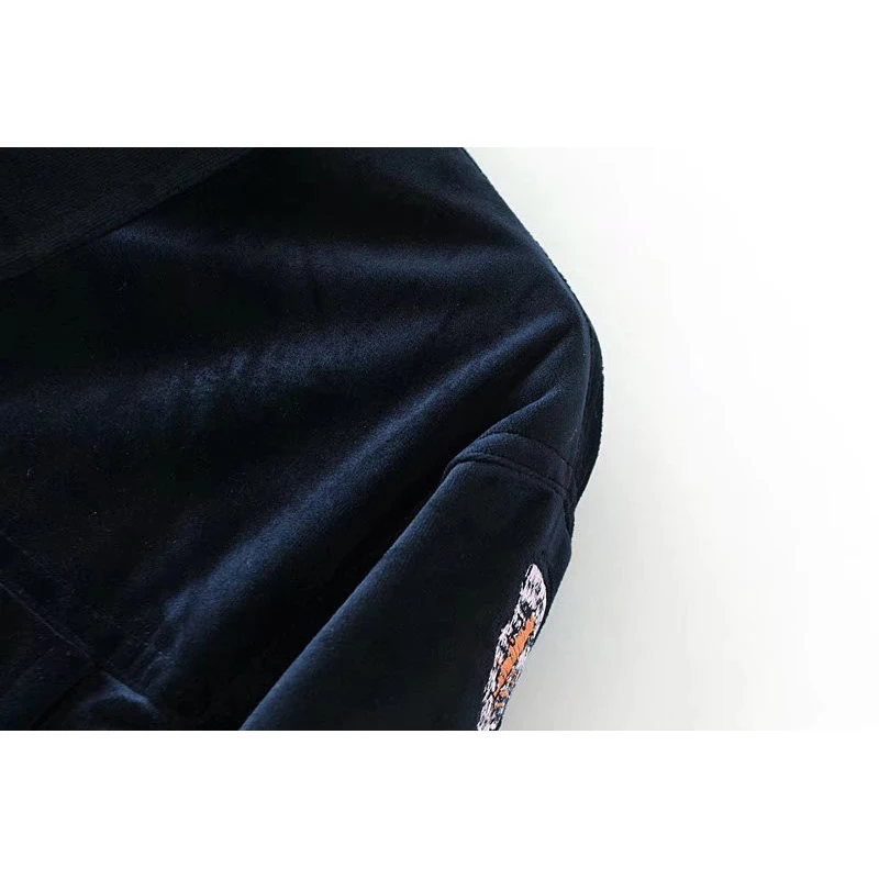 Onlyoung 2017 Autumn Women Velvet Embroidery Jakcet Coat Outwear Streetwear Floral Embroidered Basic Jackets