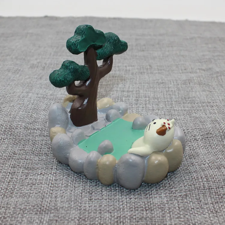 Япония каваи мультфильм Животные go picnic миниатюрный Сакура экран дерево лужайка пень Горячая весна татами Дерево отверстие Свадебная мебель игрушка - Цвет: calico cat hotspring