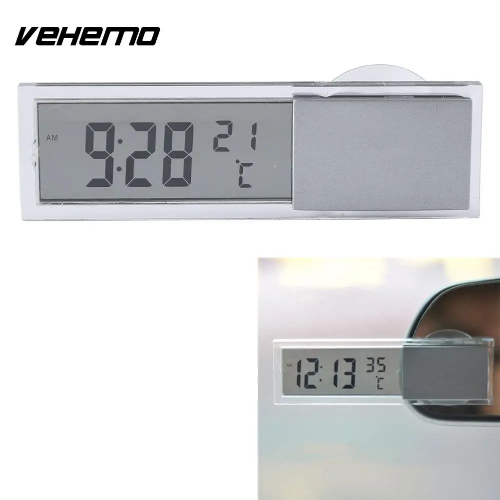 

Vehemo 2 in 1 Digital LCD Clock Thermometer Suction Cup for Car Monitor Accessories