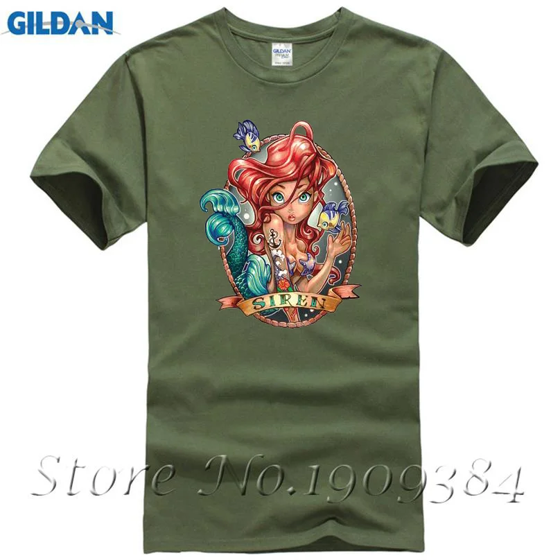 

2017 New Arrival Men's Fashion Sexy ARIEL Mermaid Design T shirt Cool Tops Short Sleeve Hipster Tees Summer Top Tee