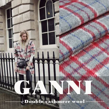 

double-sided cashmere wool fabric fabric wholesale + free shipping gray plaid double on red fabric