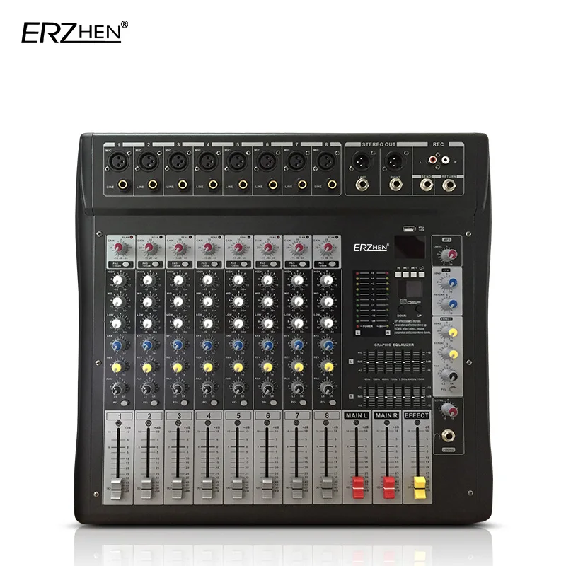 Audio Mixer Console W9000T8 Professional Mixer Audio Amplifier Sound Processor 8 Channel Audio Mixer Console W9000T8 Professional Mixer Audio Amplifier Sound Processor 8 Channel