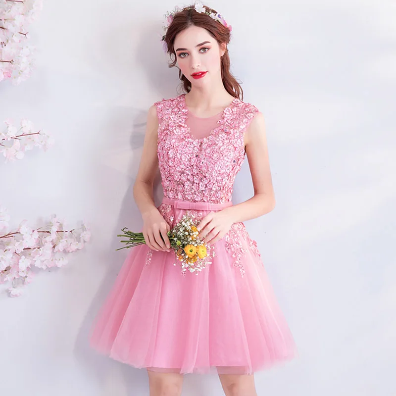 AXJFU розовый кружевной цветок роскошное вечернее платье невесты принцесса О образным вырезом бисер лук оборками вечернее платье 1101