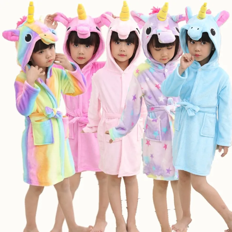 Женские халаты с единорогом осенне зимняя Пижама карманами фланелевый Халат Pegasus