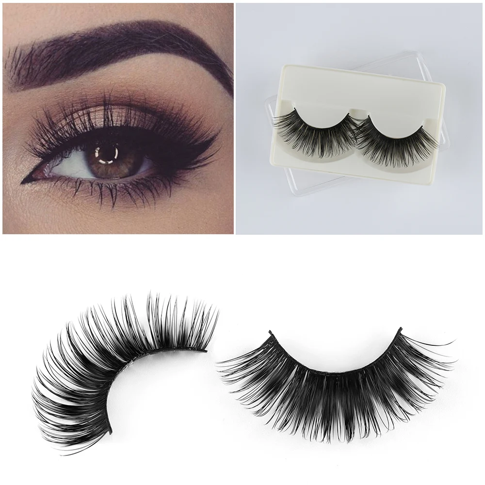 

1Pair Hot Sale Professional Black Natural Sparse Cross Eye Lashes Extension Makeup Long False Eyelashes Extension Tools
