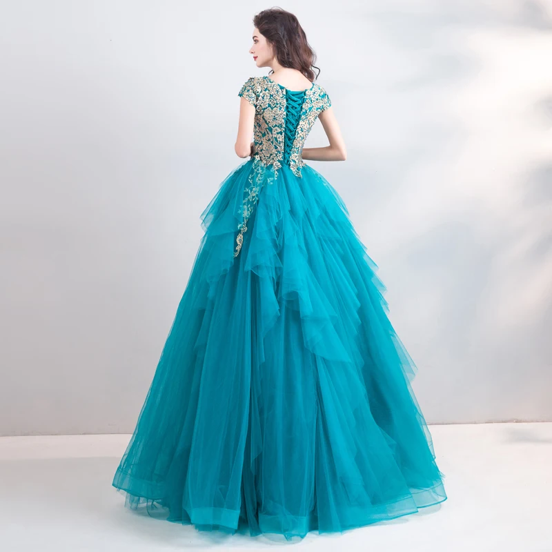 SSYFashion, новое винтажное голубое вечернее платье павлина, кружевное, с вышивкой, ТРАПЕЦИЕВИДНОЕ, длина до пола, роскошное, официальное, выпускное платье, Robe De Soiree