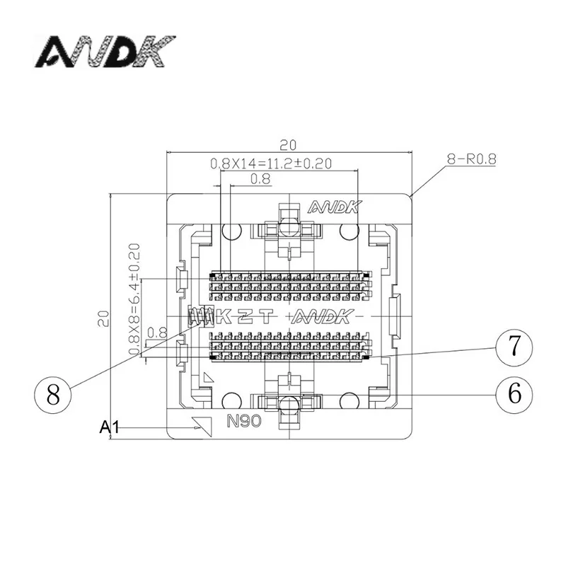 

DDR3-0.8 96pin Burn in socket Ball Pin Pitch 0.8mm DDR DIMM DRAM for DDR manufacturer testing DDR NAND chips