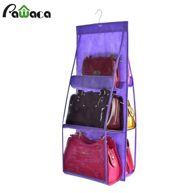 6 Pockets Hanging Storage Bag Organizer Container Bags Dust Proof 6 Pockets Hanging Storage Bag Organizer Container Bags Dust Proof Foldable Purse Tidy