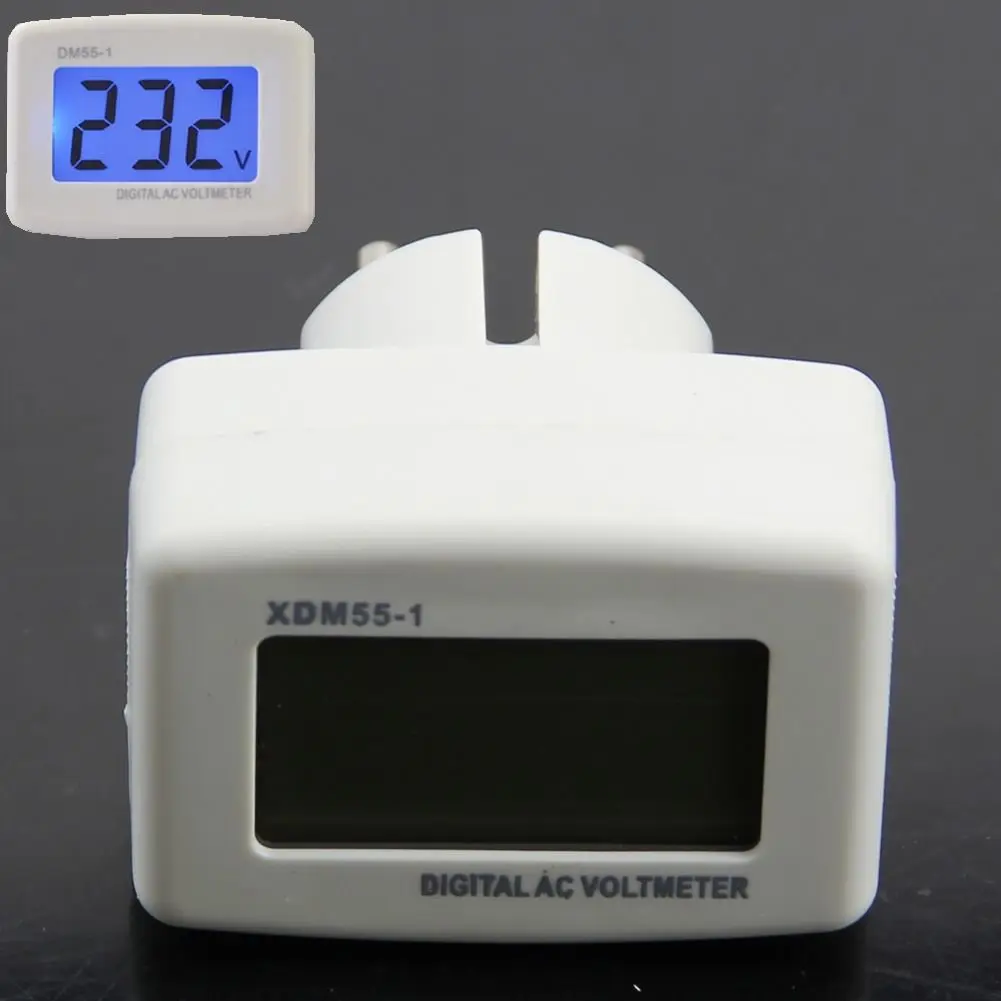 

LCD Digital DM55-1 AC 85-260V Voltmeter Electric Pen Meters Blue Lights EU Plug
