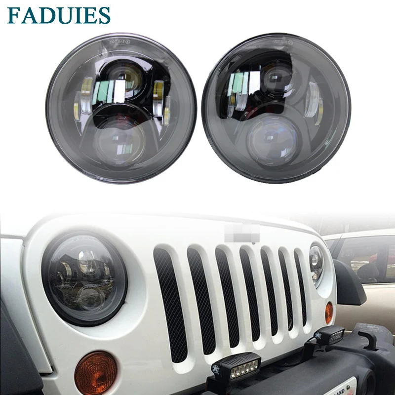 

FADUIES 2PCS 7" 50W LED Headlight For Jeep Wrangler JK 7 Inch Led Driving Light For Land Rover Defender H4 H13 Headlight