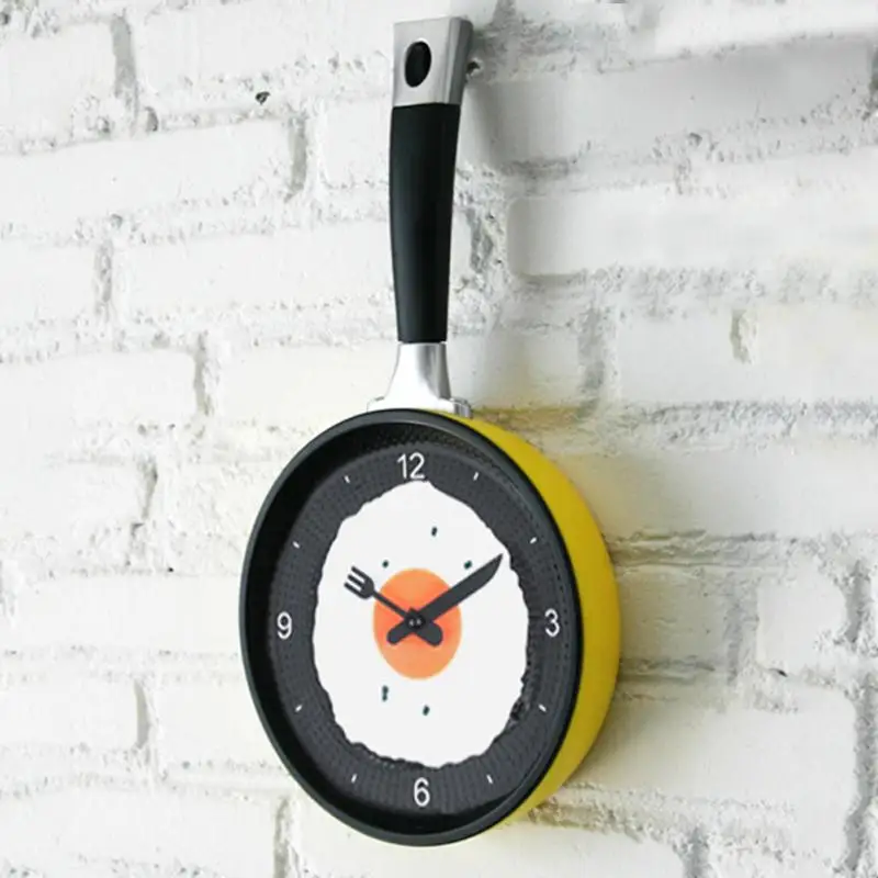 new kids wall clock creative omelette fry pan kitchen fried egg mini design children wall clocks