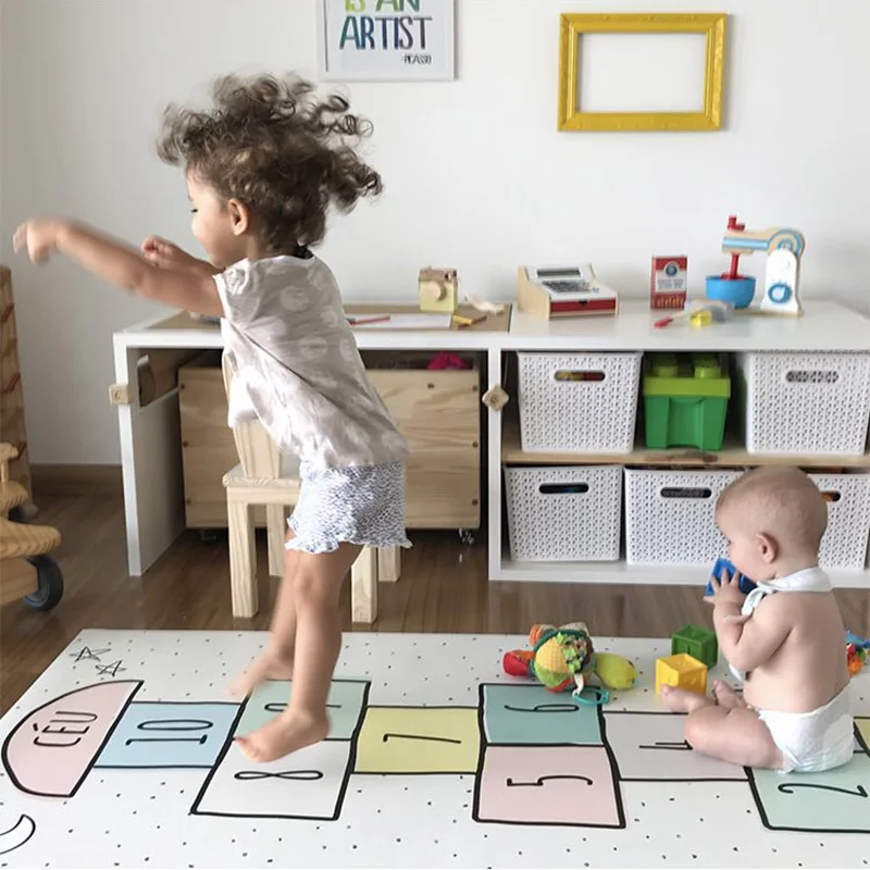 

Baby Hopscotch Play Mat Kids Activity Play Gym Mats Children Infant Adventure Rug Crawling Mat Kids Room Floor Carpet Non Slip