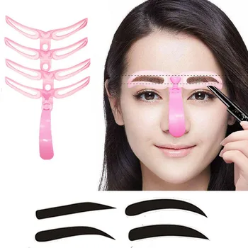 

4pcs/set eyebrow shaper eye brow makeup tools Reusable Design Grooming eyebrow eyeliner stencil AC067A03