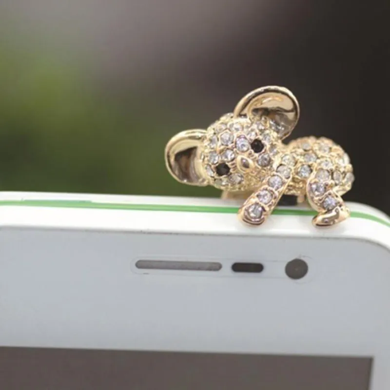 

Mobile Phone Anti Dust Earphone Jack Plug Cap Stoppers Base 3.5mm Rhinestone Crystal Cellphone Charms Earphone jack plug