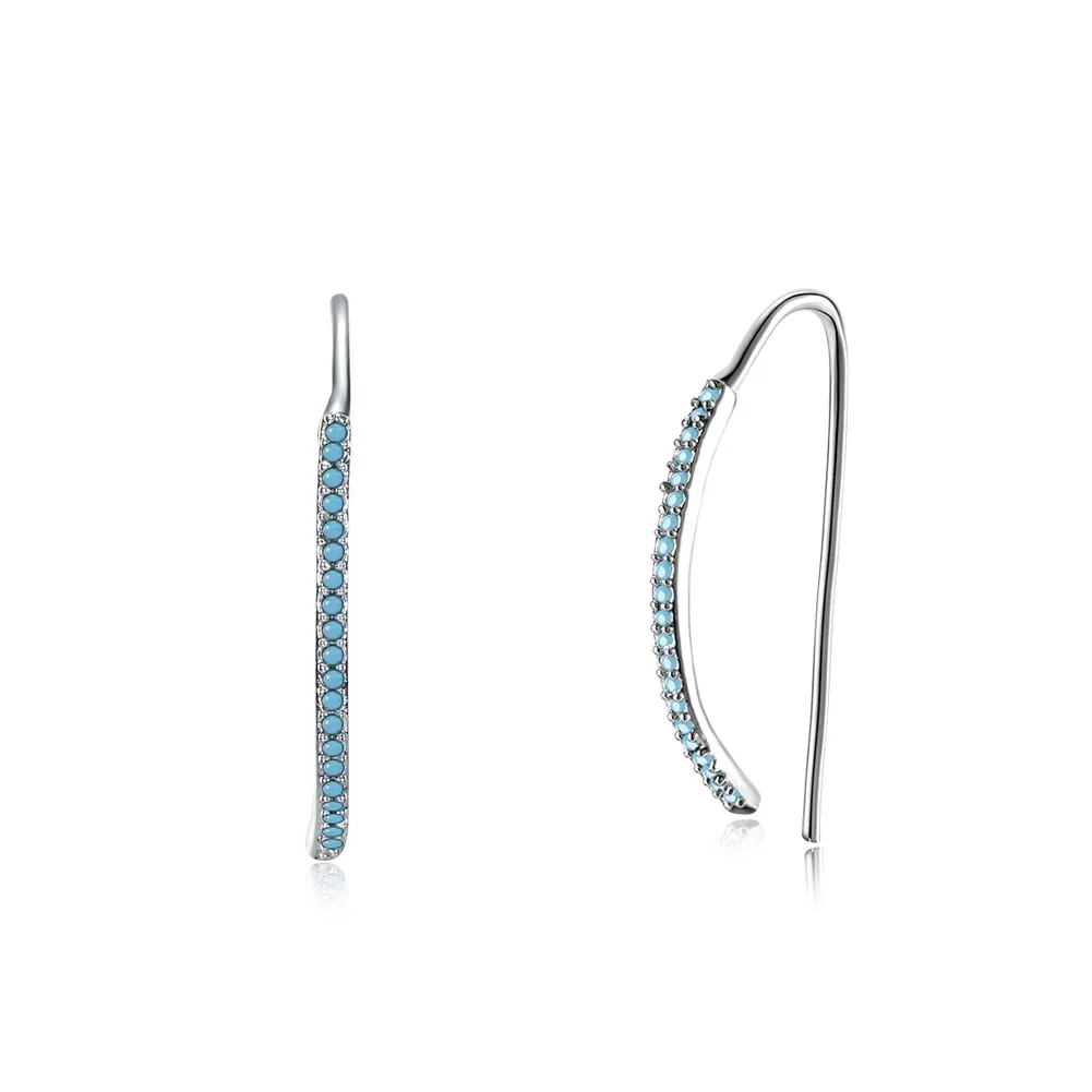 

INALIS Retro Blue Stone Dangle Earrings Female Youth Trend s U Shape Drop Earrings for Elegant Women Party Gift