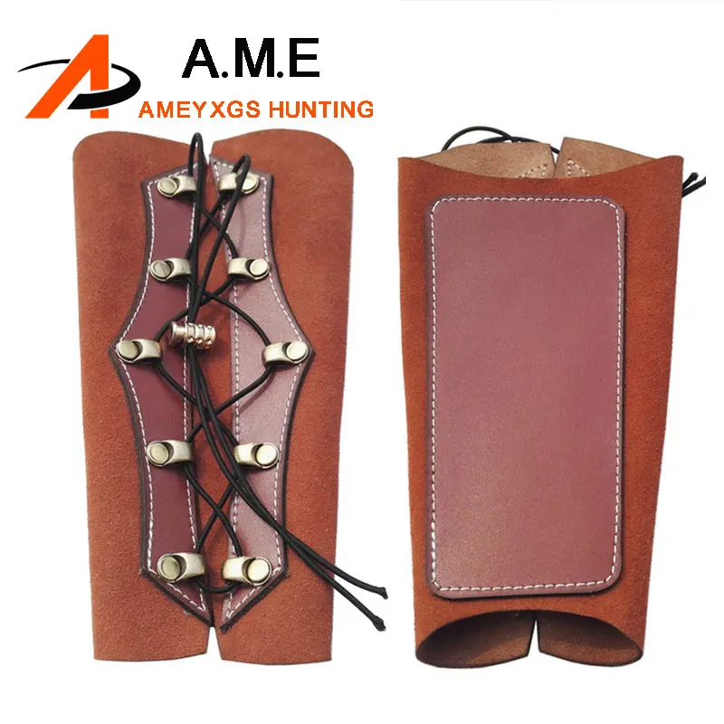 Adjustable Cow Leather Arm Guard Archery Armband Protection Gear